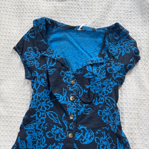 Free People A Thing Called Love Mini Dress Navy Dress w/ Light Blue Detail - Picture 2 of 6